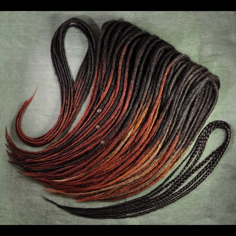 Hand made wool hand tie dreads